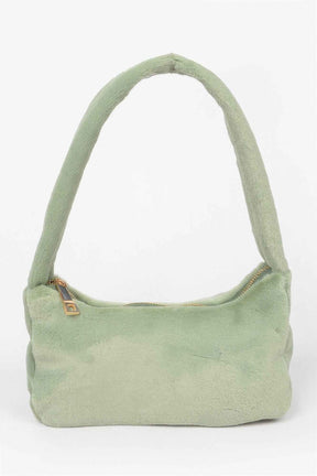 Solid Faux Fur Shoulder Bag