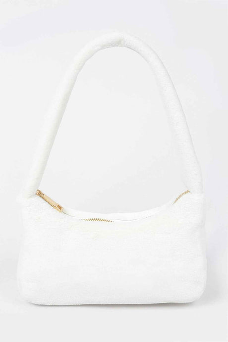 Solid Faux Fur Shoulder Bag