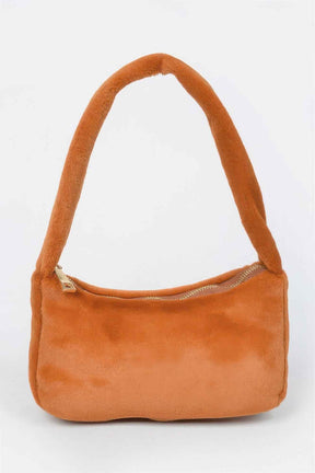 Solid Faux Fur Shoulder Bag