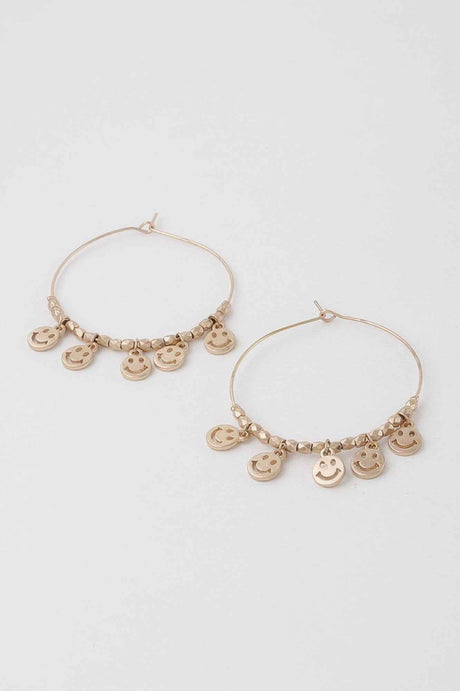 Smiley Face Charms Hoop Earrings