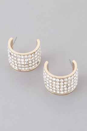 Rhinestone Embedded Huggie Earrings
