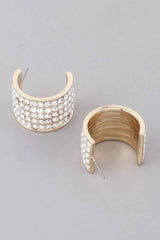 Rhinestone Embedded Huggie Earrings