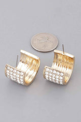 Rhinestone Embedded Huggie Earrings