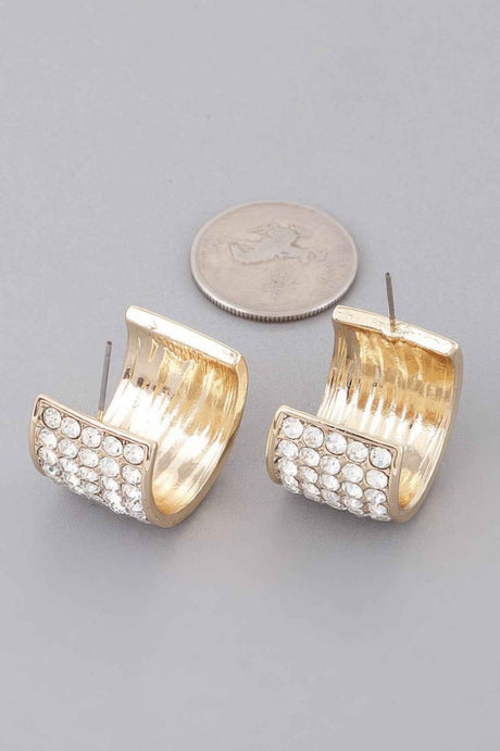 Rhinestone Embedded Huggie Earrings