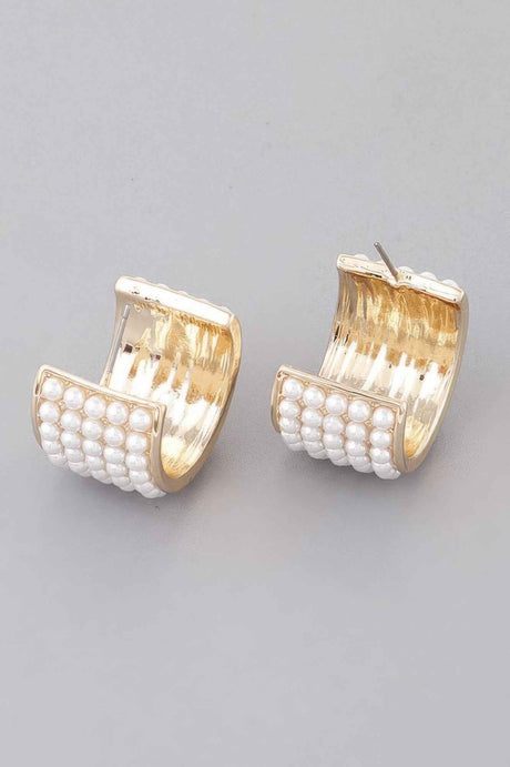 Rhinestone Embedded Huggie Earrings