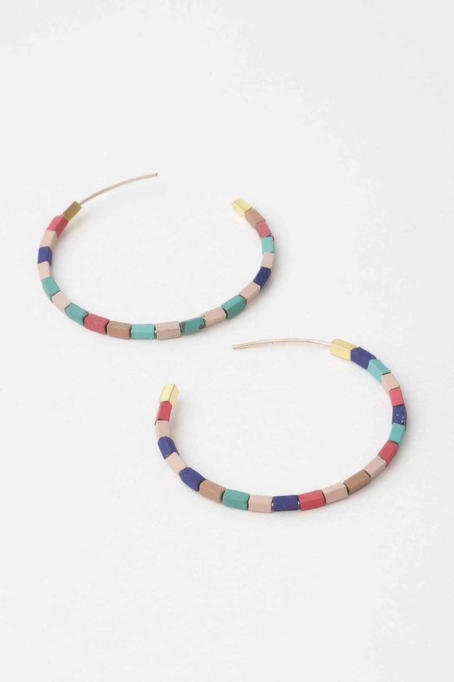 Beaded Clay Hoop Earrings