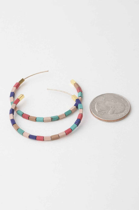 Beaded Clay Hoop Earrings