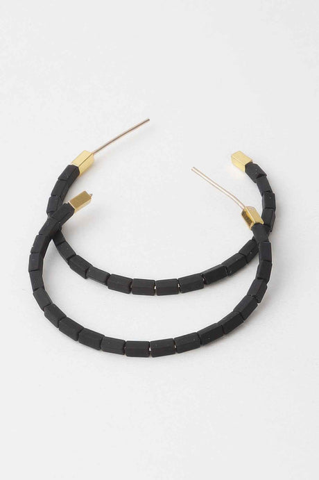 Beaded Clay Hoop Earrings
