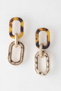 Two Toned Link Chain Drop Earrings