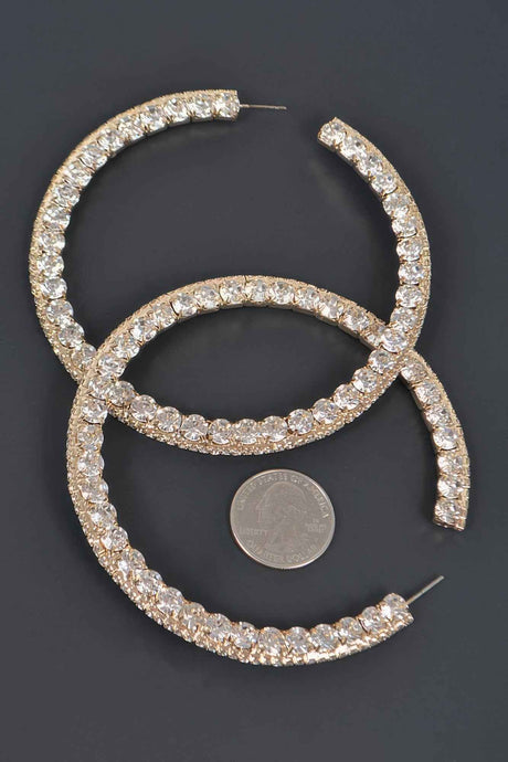 80mm Rhinestone Hoop Earring