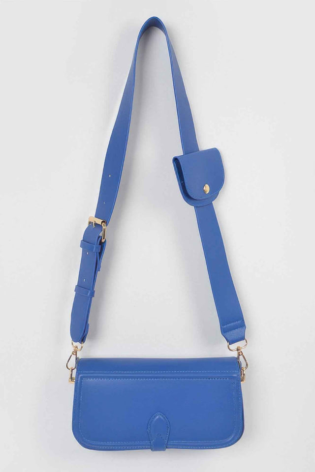 Faux Leather Crossbody Bag W/mini Pouch
