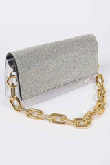 Rhinestone Clear Bag W/link Chain