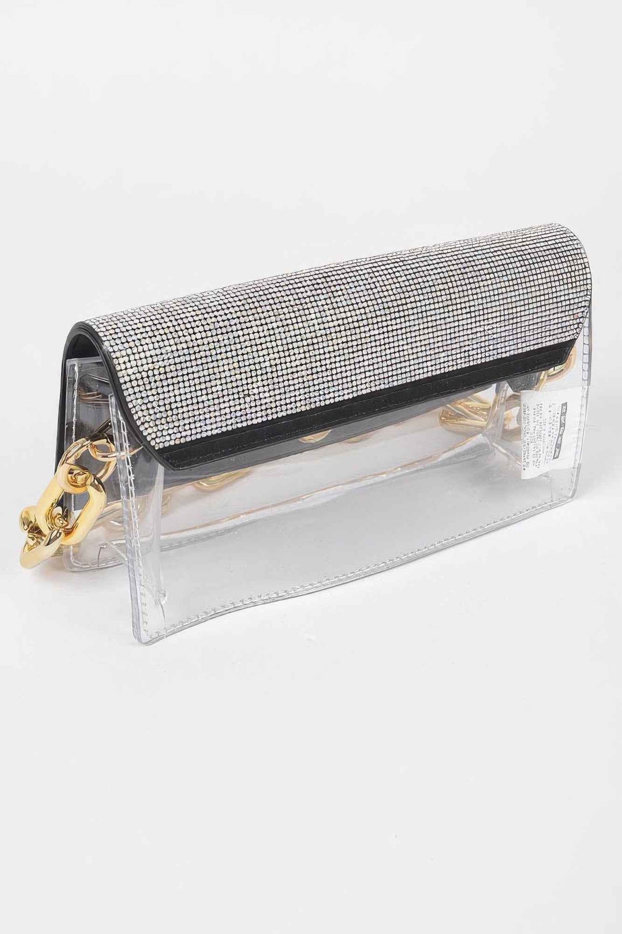 Rhinestone Clear Bag W/link Chain