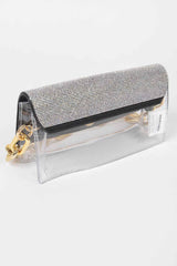 Rhinestone Clear Bag W/link Chain