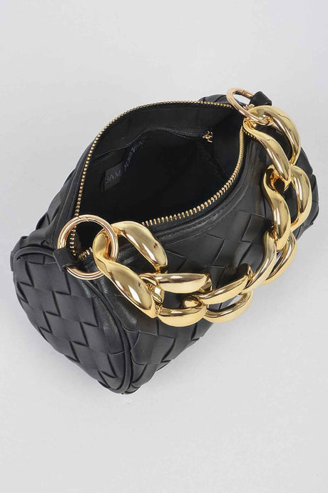 Braided Crossbody Bag W/oversized Chain