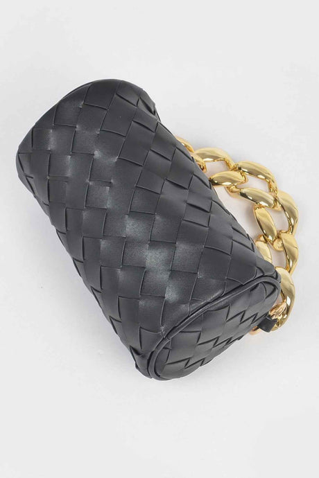 Braided Crossbody Bag W/oversized Chain