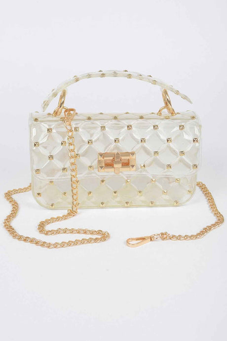 Glossy Stud Cross Chain Body Clutch