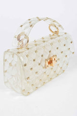 Glossy Stud Cross Chain Body Clutch