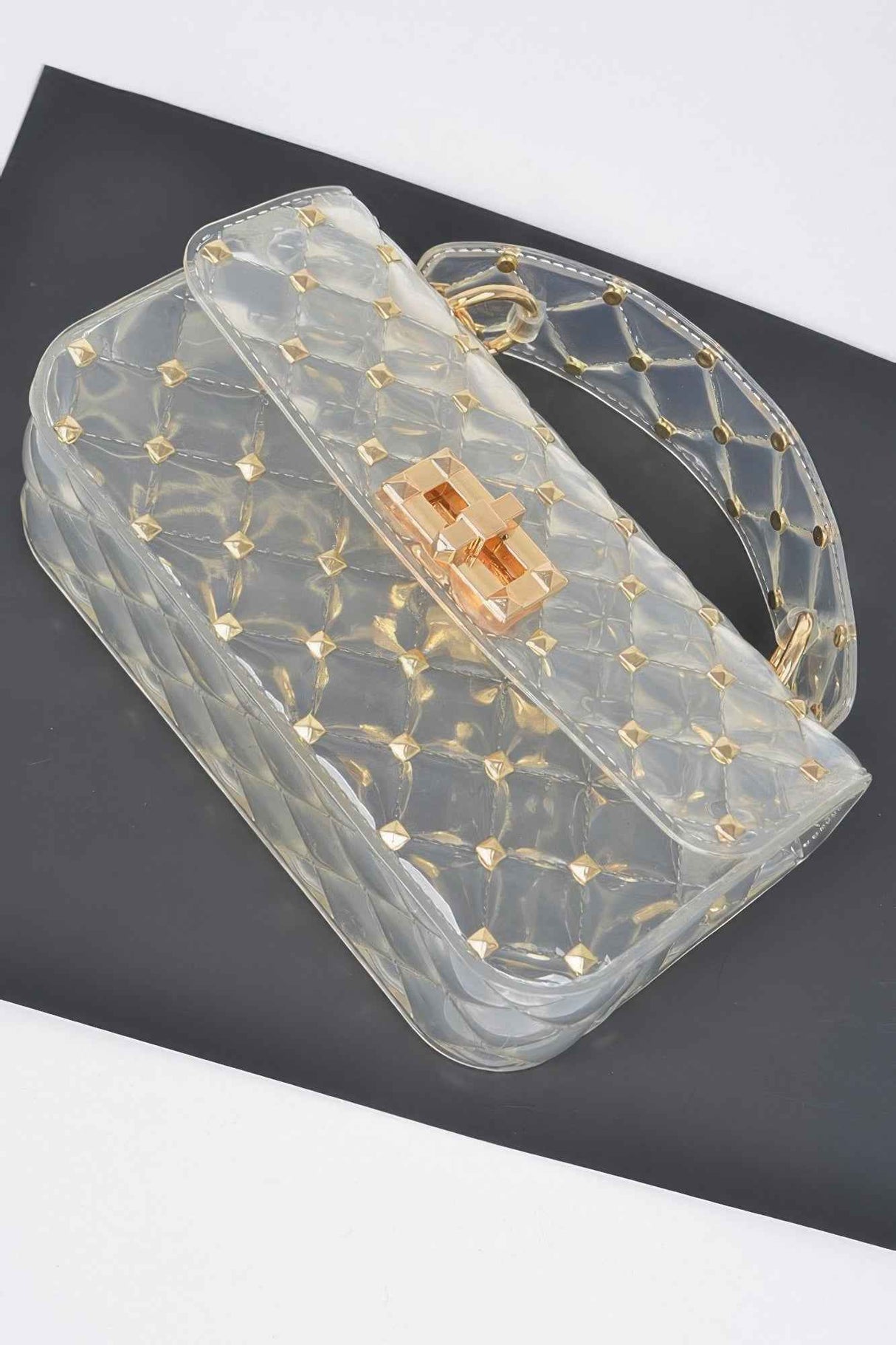 Glossy Stud Cross Chain Body Clutch