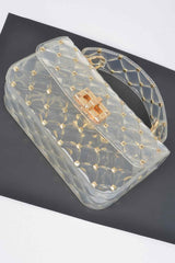 Glossy Stud Cross Chain Body Clutch
