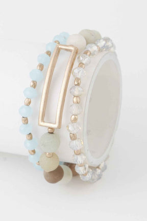 Multi Beaded N Rectangular Pendant Bracelet
