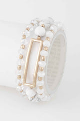 Multi Beaded N Rectangular Pendant Bracelet