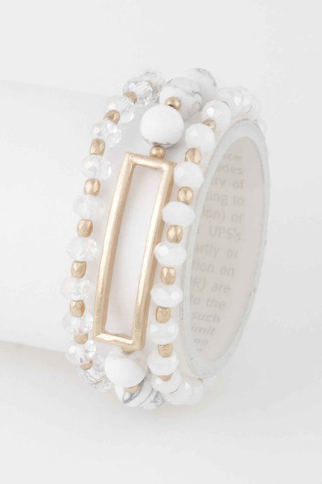 Multi Beaded N Rectangular Pendant Bracelet