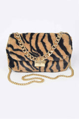 Faux Zebra Fur Shoulder Bag