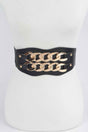 Faux Leather Oversized Chain Elastic Belt