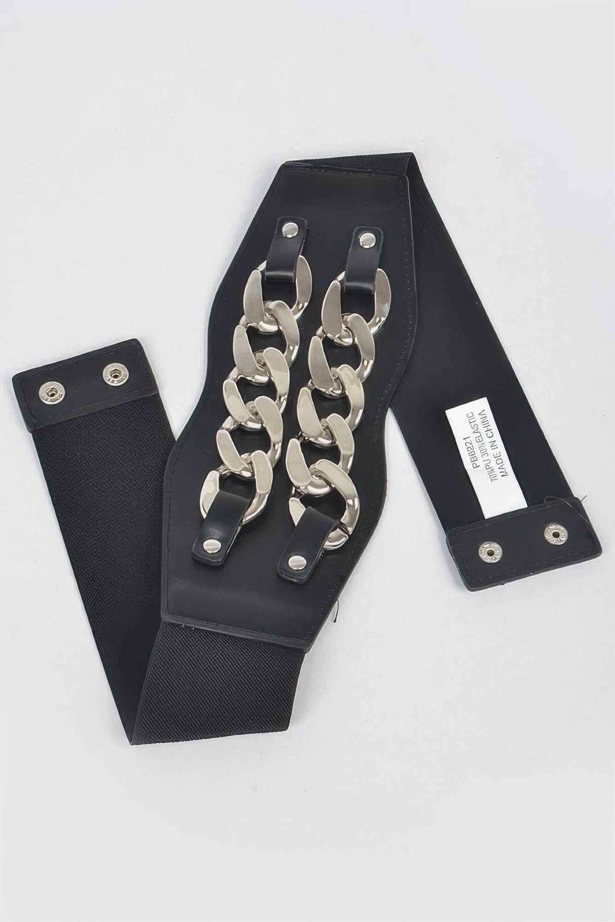 Faux Leather Oversized Chain Elastic Belt