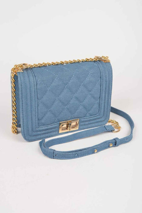 Quilted Denim Crossbody Bag