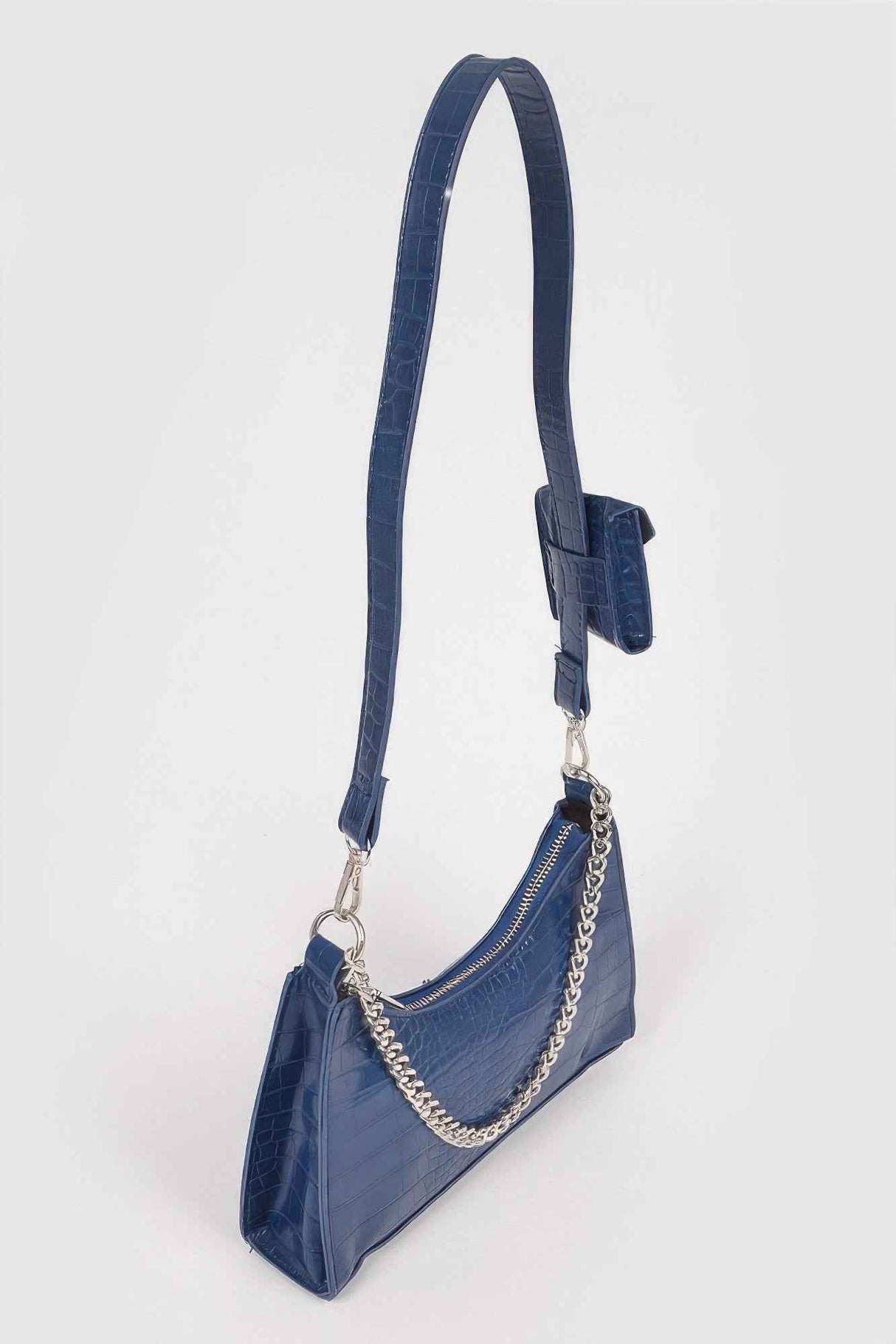 Faux Croc Chain Crossbody Bag W Airpod Purse