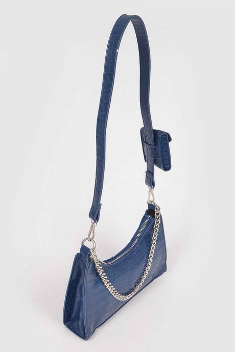 Faux Croc Chain Crossbody Bag W Airpod Purse