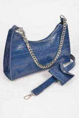 Faux Croc Chain Crossbody Bag W Airpod Purse