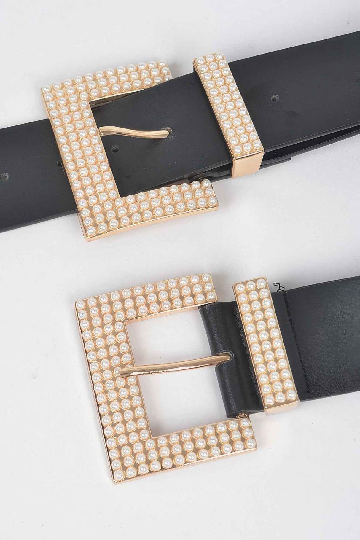 Two Faux Pearl Buckle Waist Belt
