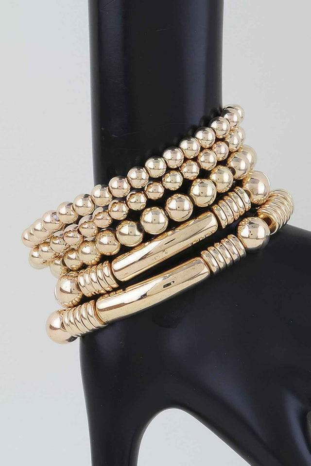 Polished Multi Beaded Tube Bracelet
