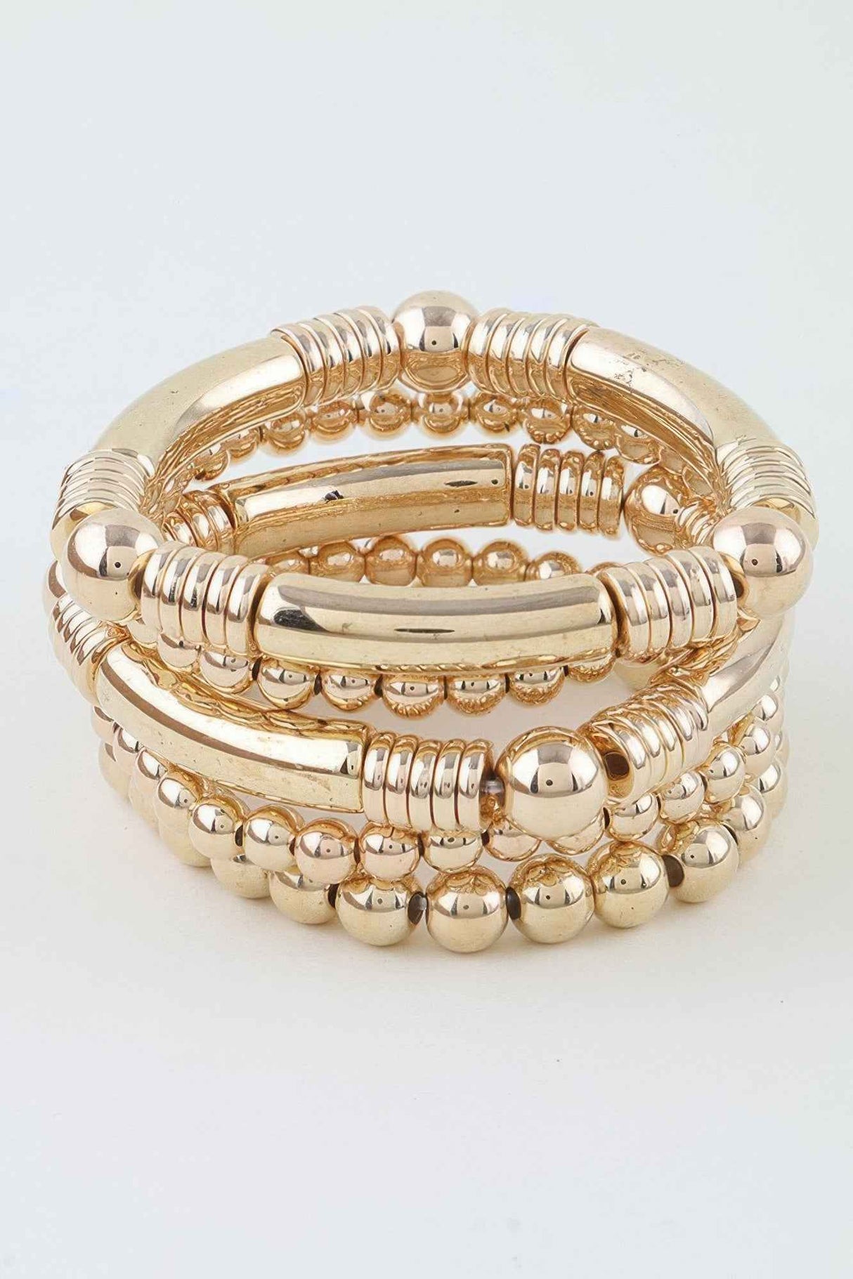 Polished Multi Beaded Tube Bracelet