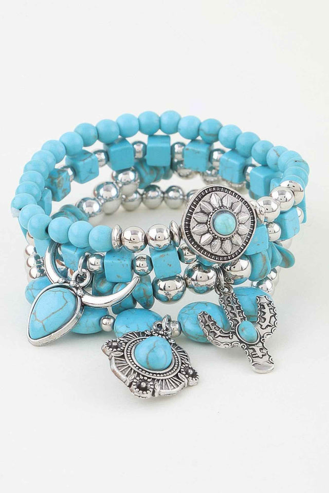 Multi Antique Charm Beaded Bracelet