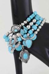 Multi Antique Charm Beaded Bracelet