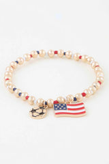 American Soccer Charm Beaded Bracelet