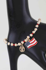 American Soccer Charm Beaded Bracelet