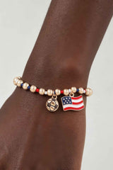 American Soccer Charm Beaded Bracelet