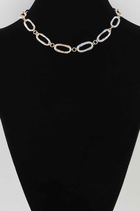 Hammered Two Toned Chain Necklace