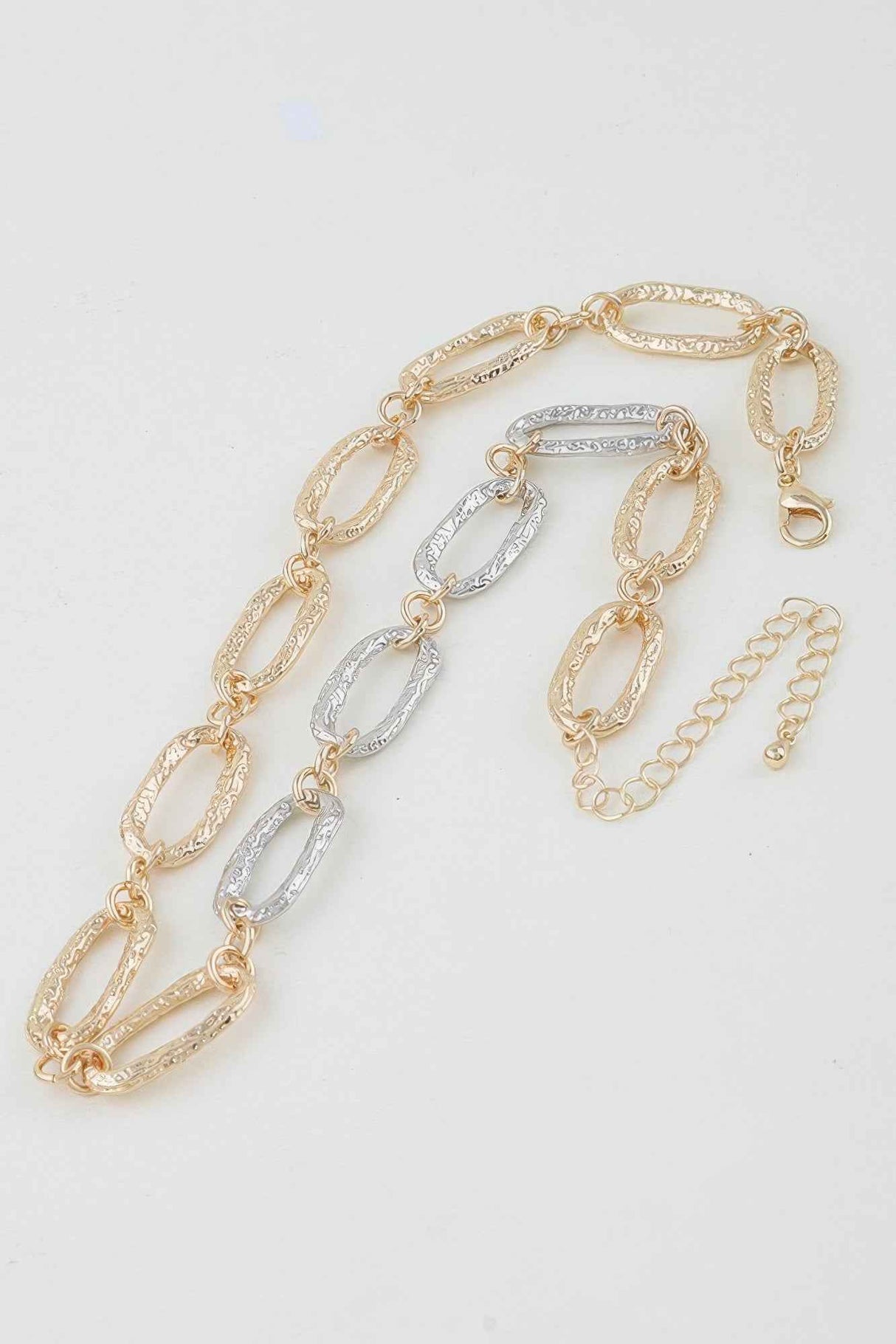 Hammered Two Toned Chain Necklace