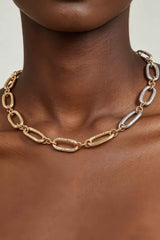 Hammered Two Toned Chain Necklace