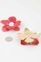 Blooming Marble Flower Stud Earrings