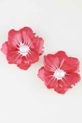 Blooming Marble Flower Stud Earrings