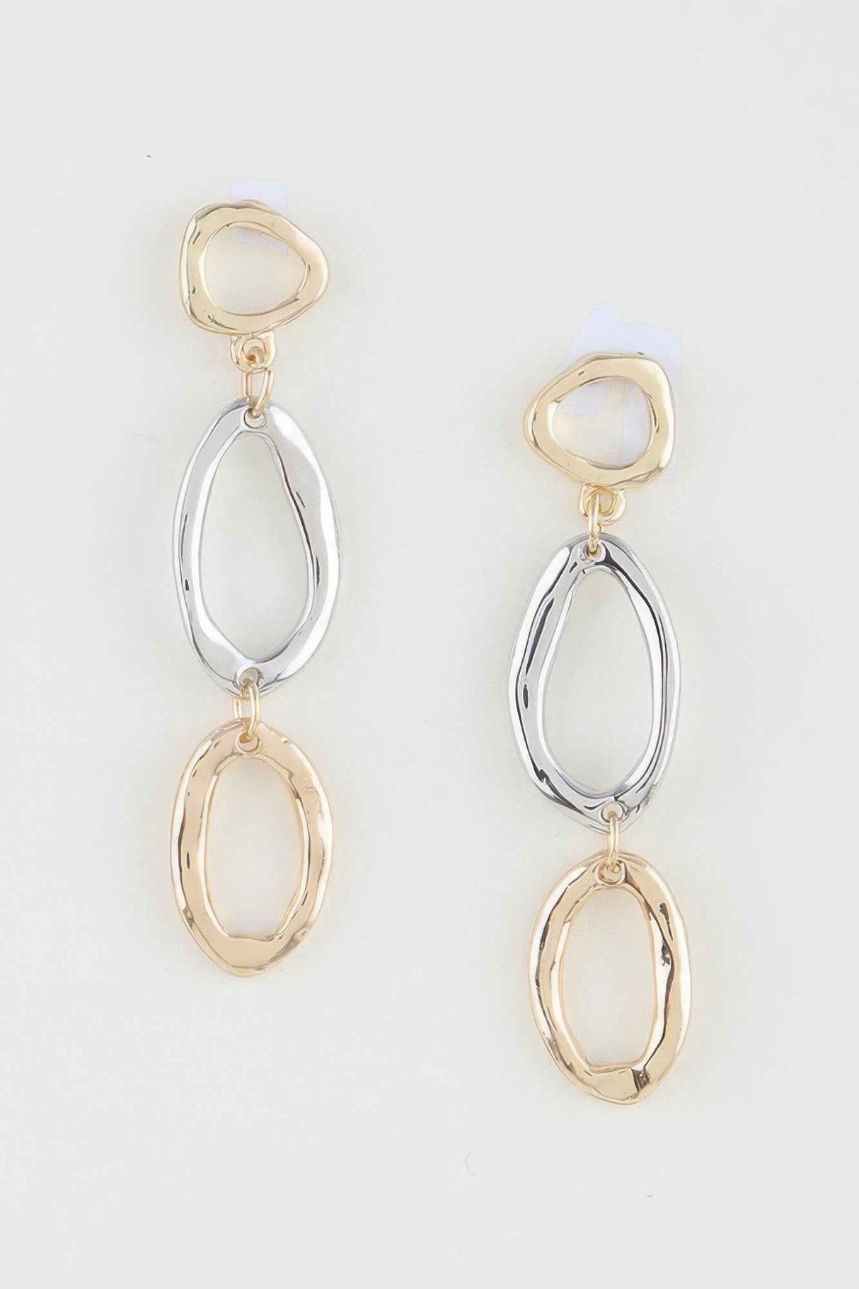 Polished Two Toned Loop Drop Earrings