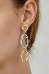 Polished Two Toned Loop Drop Earrings