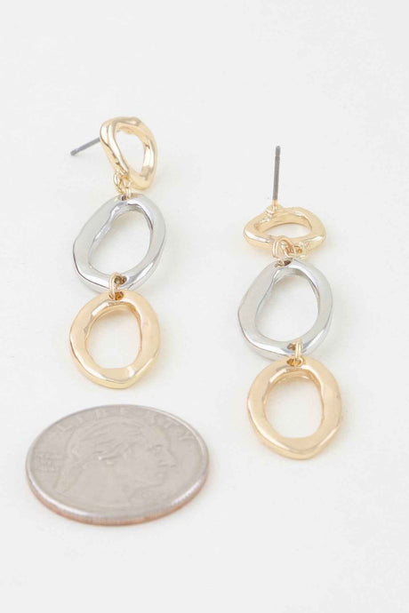 Polished Two Toned Loop Drop Earrings